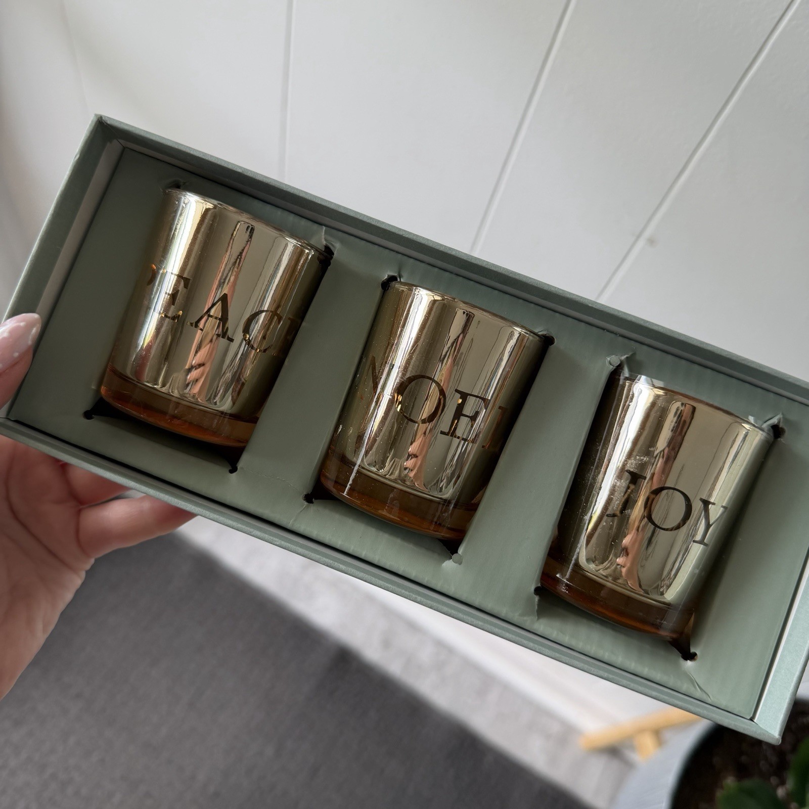 Restoration Hardware Candle Holder Set of 3 Tea Light Gold Holiday New!
