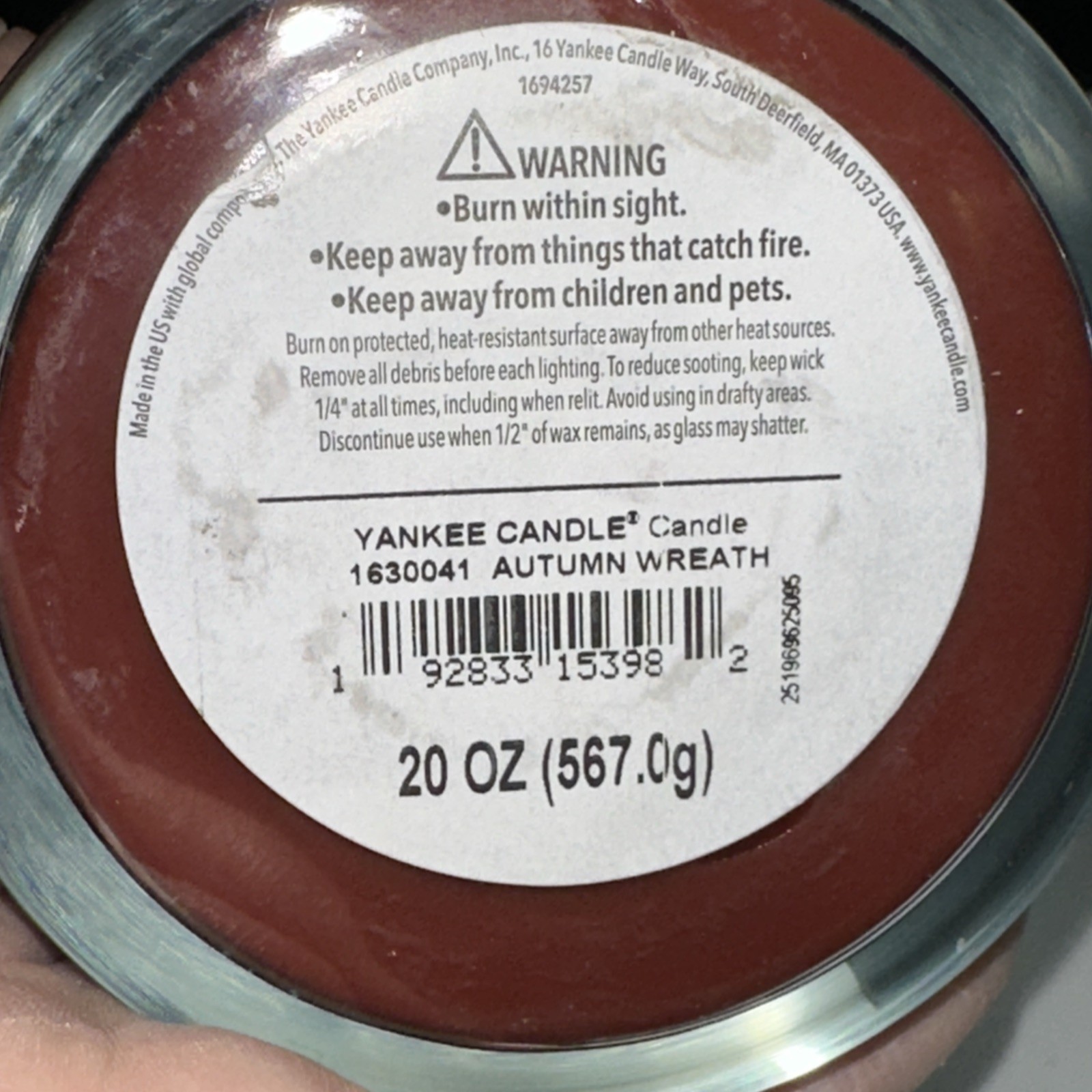 LOT OF 2-NEW-Yankee Candle AUTUMN WREATH Large 20oz- 2 WICK–NEW!
