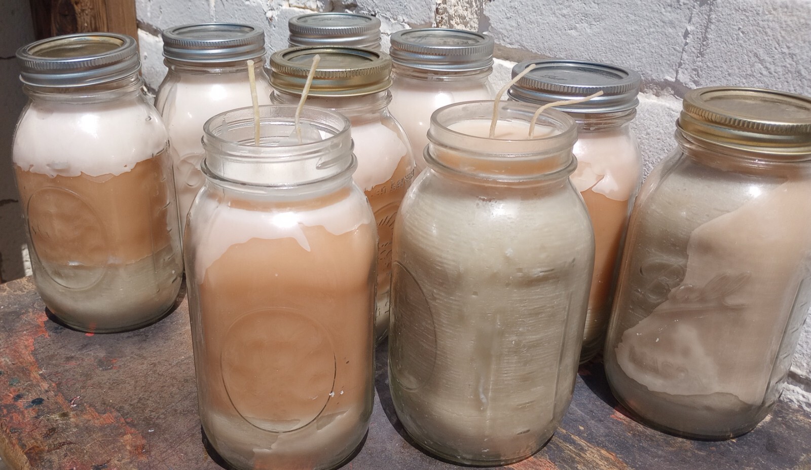 CALICO WAX CANDLES IN BALL QUART JARS–DOUBLE HEMP WICK–UPCYCLABLE & CUSTOMIZABLE