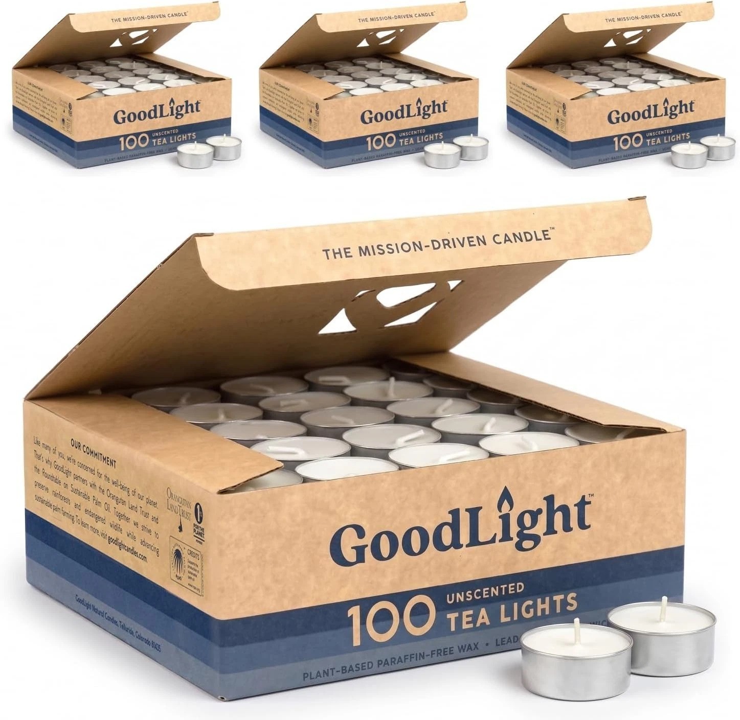 Paraffin-Free Tea Lights – 400 White Candles, Natural Palm Wax, Clean Burn