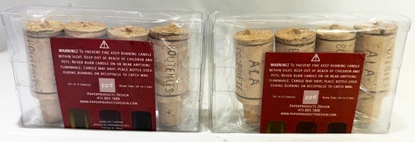 Lot of 2 Wine Bottle Wax Cork Candles BY PPD Vino Wick Wine Napa Wax Candles