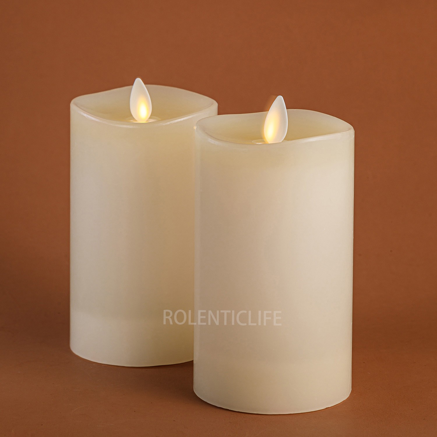 3″ Luminara Flameless LED Pillar Wax Battery Candles w/Remote Moving Wick Ivory