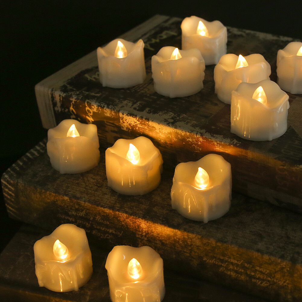 12Pcs Flameless LED Candle Tea Lights Flicker w/ Remote Control Battery Operated