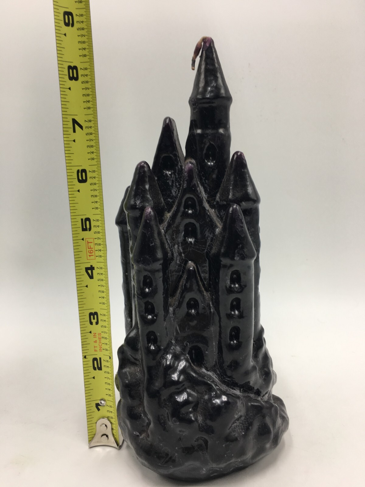 Purple Castle Candle Art Sculpture – Gothic Decor 8″ Tall