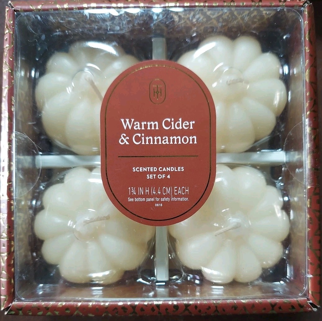 Threshold Warm Cider & Cinnamon Scent Candles – 2 Boxes /4 In Each Box (X)
