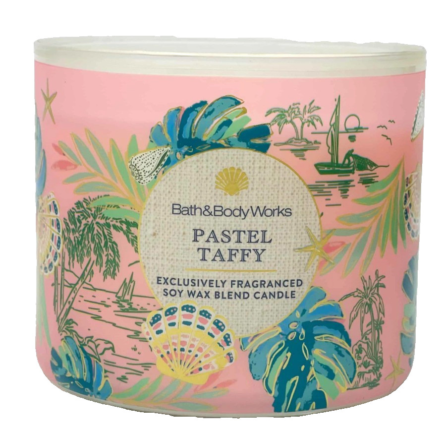 3 BATH & BODY WORKS PASTEL TAFFY 3-WICK FRAGRANCED SOY WAX BLEND CANDLE 411g NEW