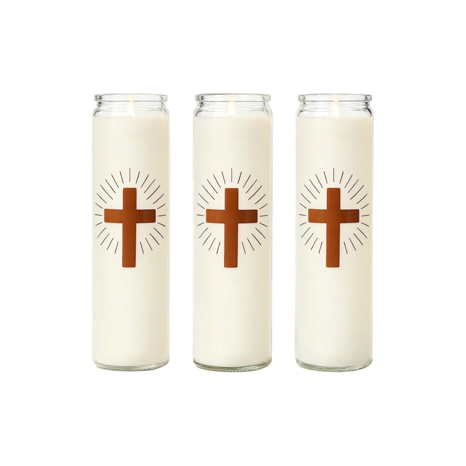 3 Pack Natural Soy Prayer Candles 9 Day Devotional Catholic Vigil Church Candle