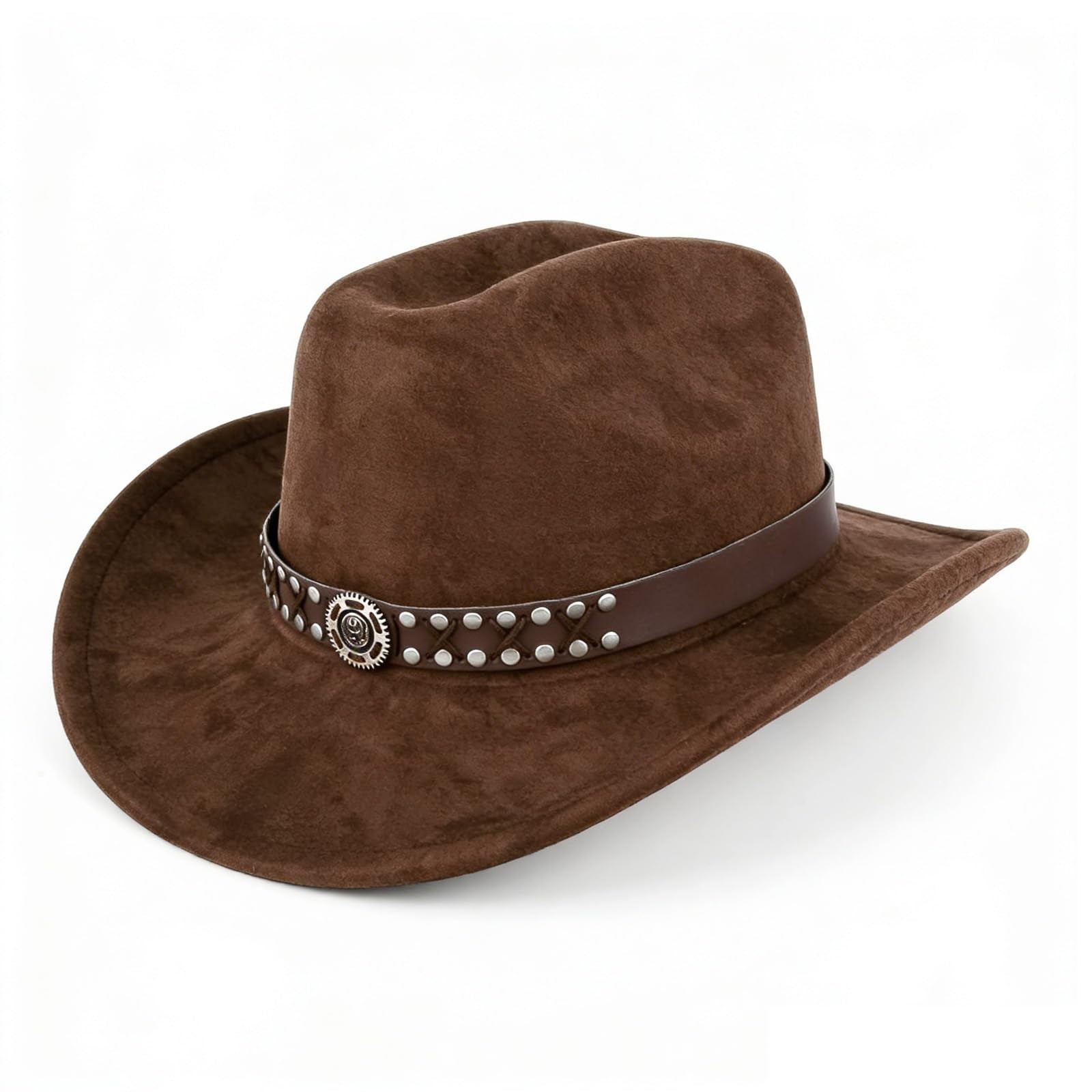Unisex Wide Brim Brown Cowboy Hat Adjustable Size Fashionable