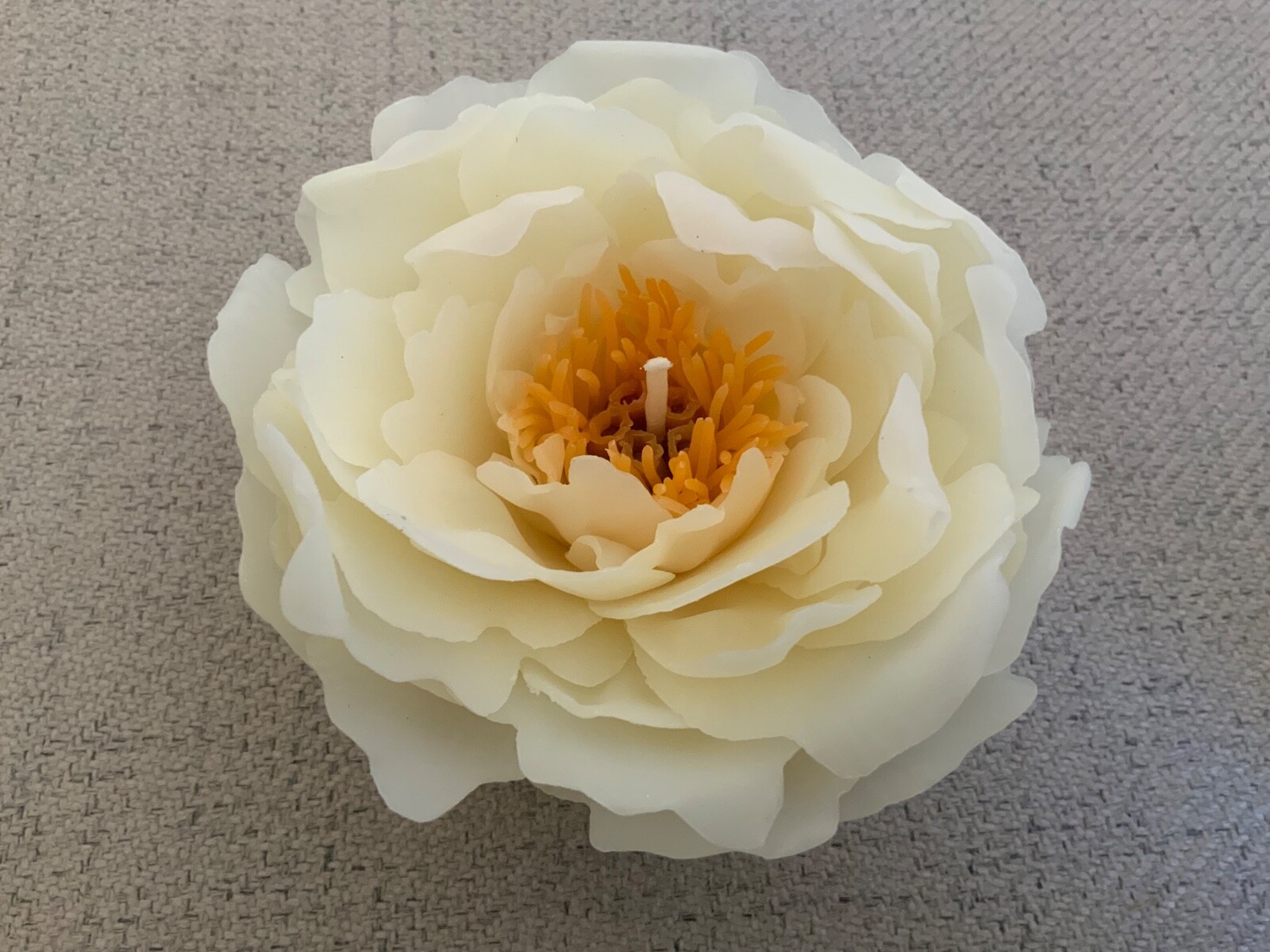 Handmade Peony Flower Candle Rose Scented With Stand. Boxed.