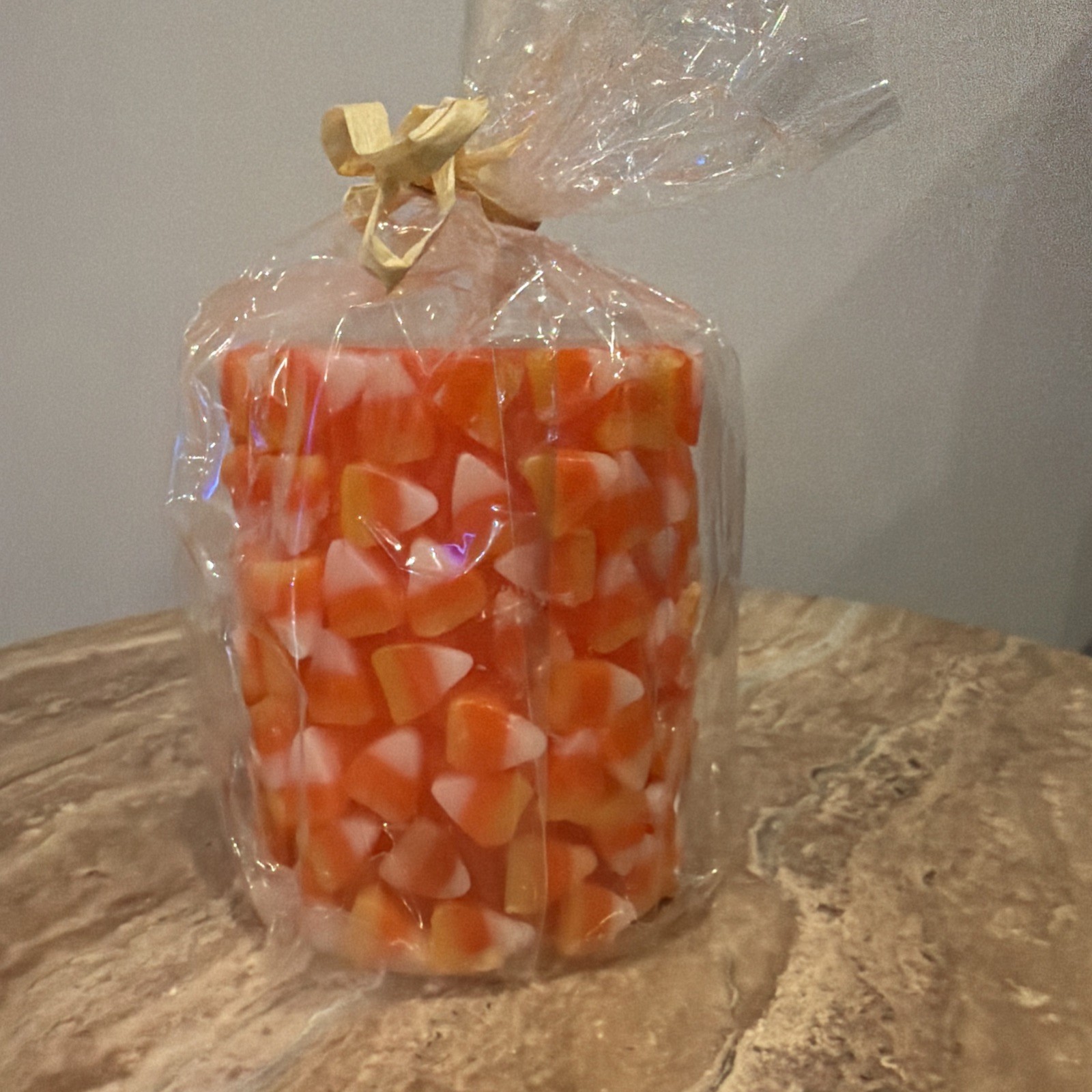 Candy Corn NWT Pillar Candle Halloween Fall Harvest Decor Holiday New Orange Wax