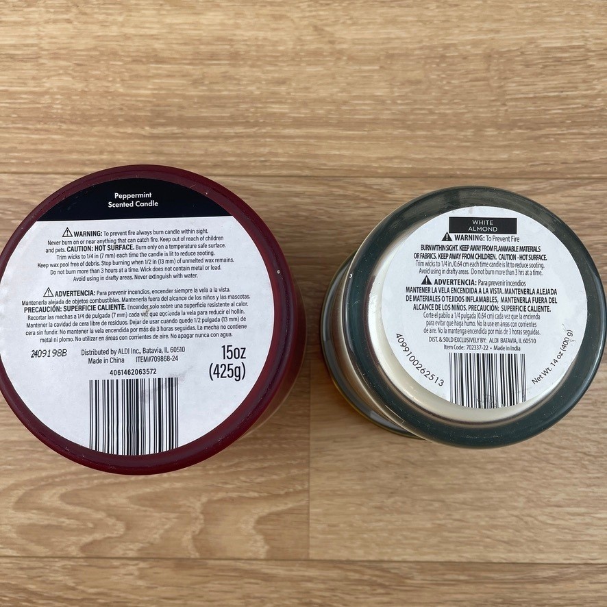 Huntington Home Scented Candle Set Peppermint 15oz & White Almond 14oz New