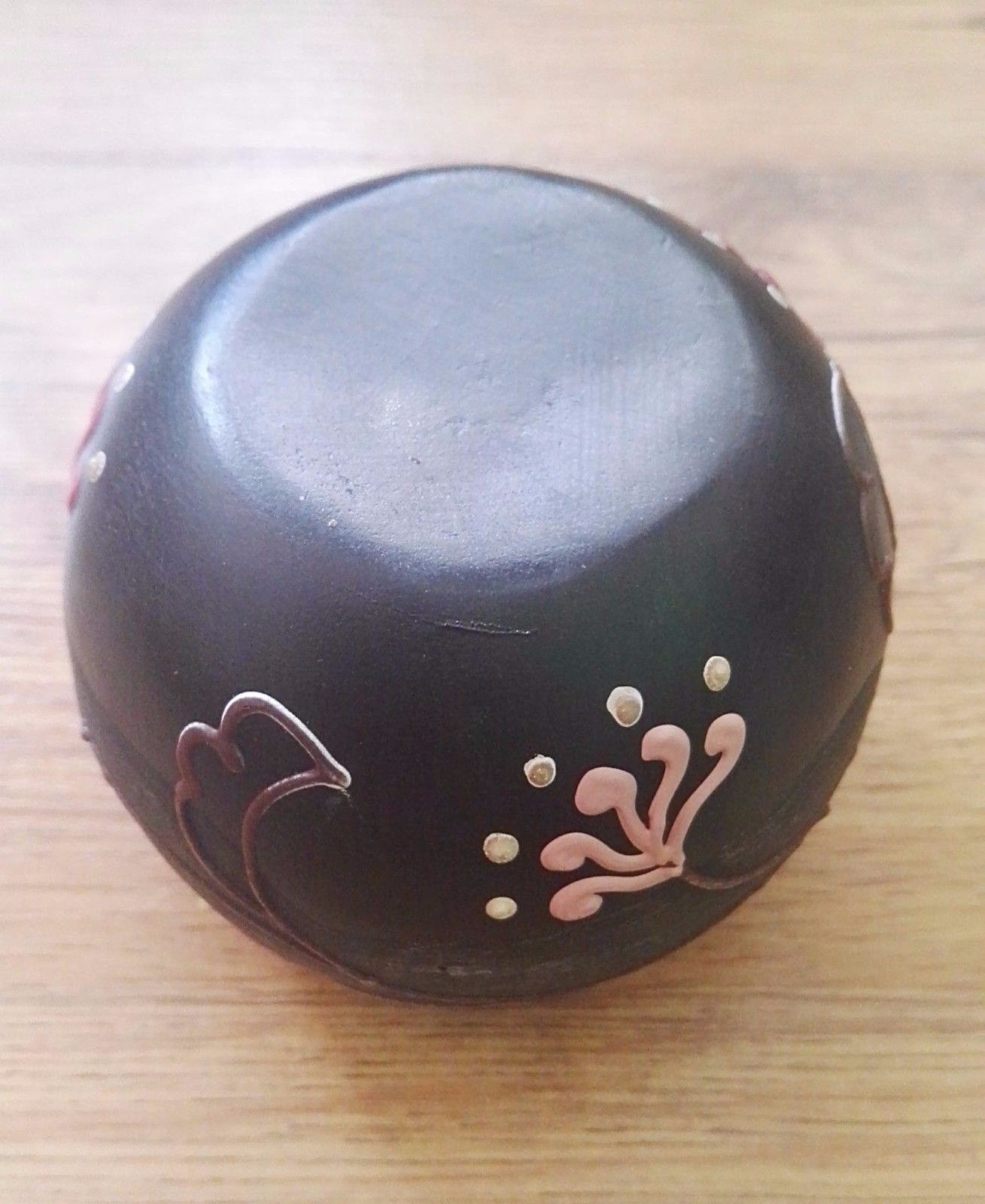 Thailand Mango Wood Candle Holder Round Flowers Painting Handcrafted