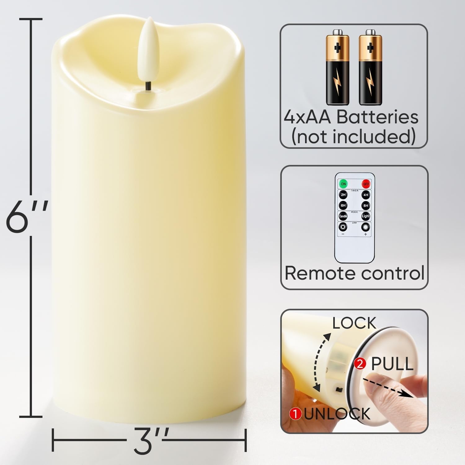 Realistic Flickering Flameless Candles, Dark Ivory – Waterproof & Remote Enabled