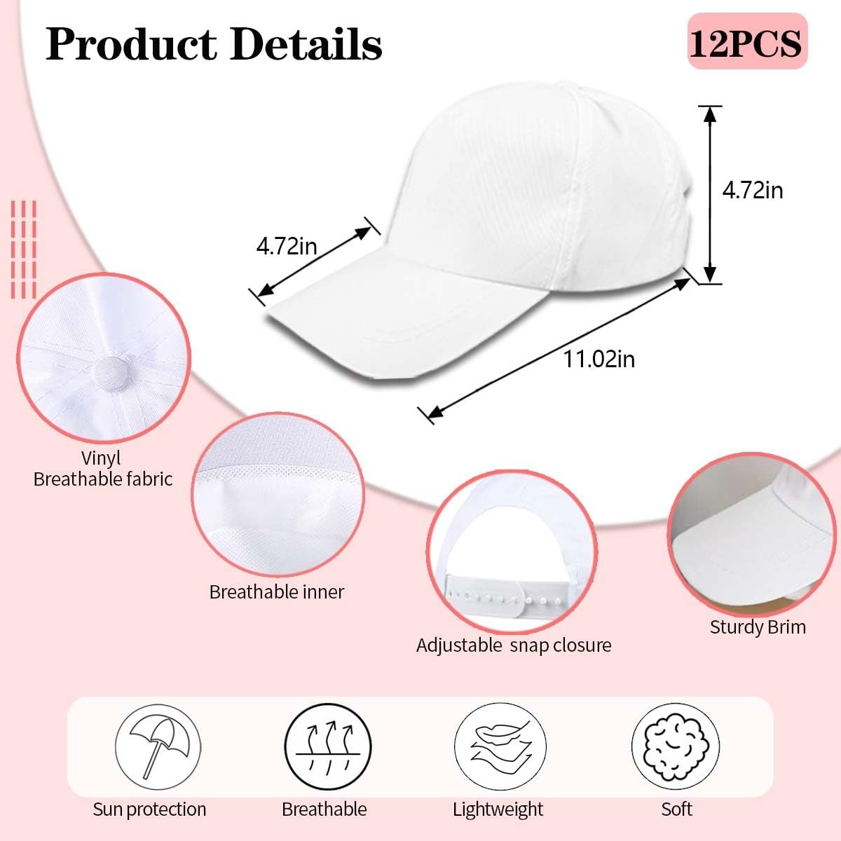 Bulk Adjustable Polyester Baseball Caps DIY Plain Hats For Party Outdoor Sports