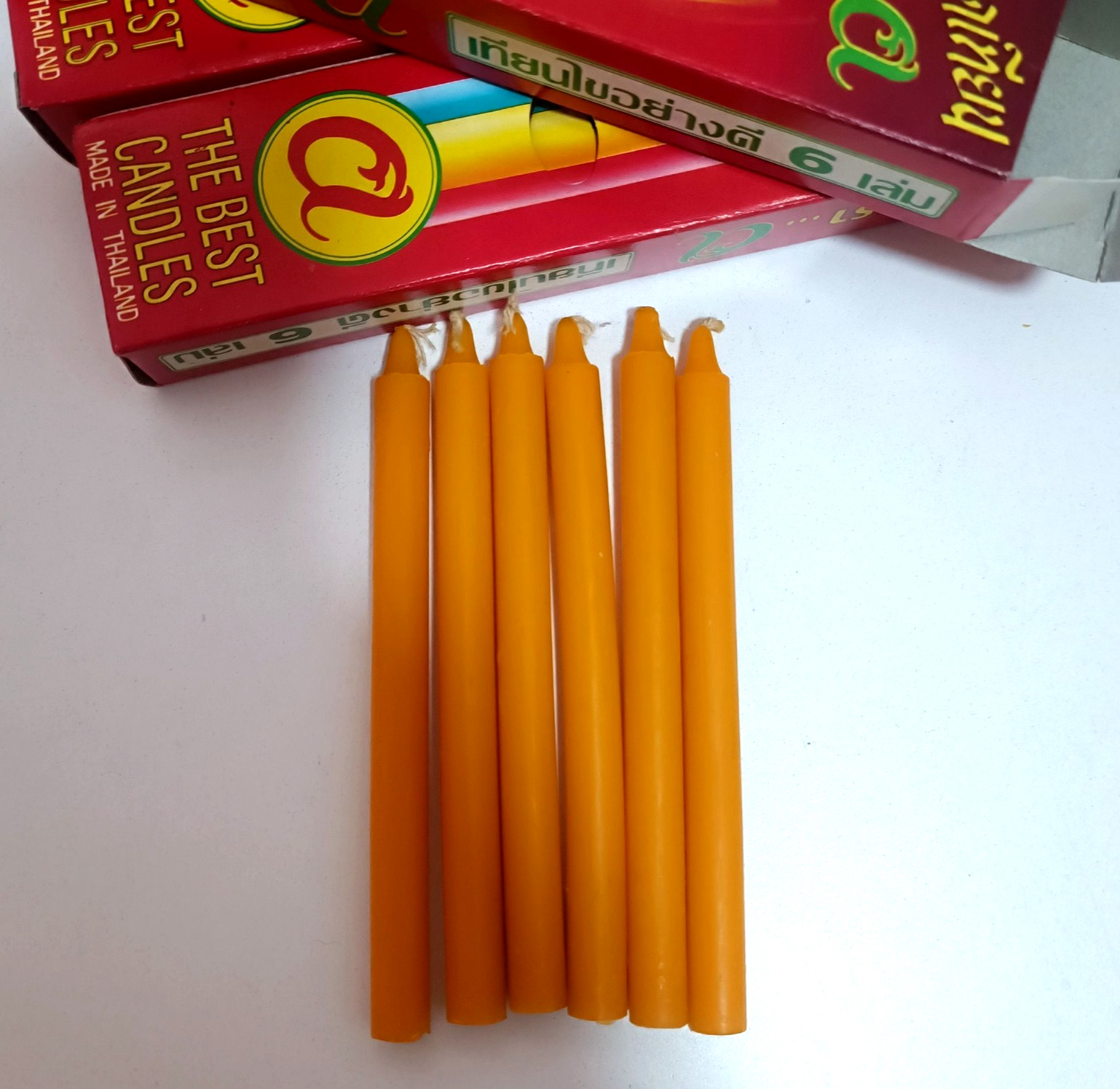 Candles for worshiping Buddha Thai yellow beeswax 24 sticks 4 box
