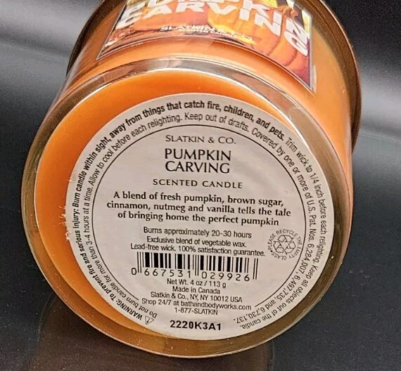 Bath & Body Works Pumpking Carving Slatkin Scented Candle 4 oz