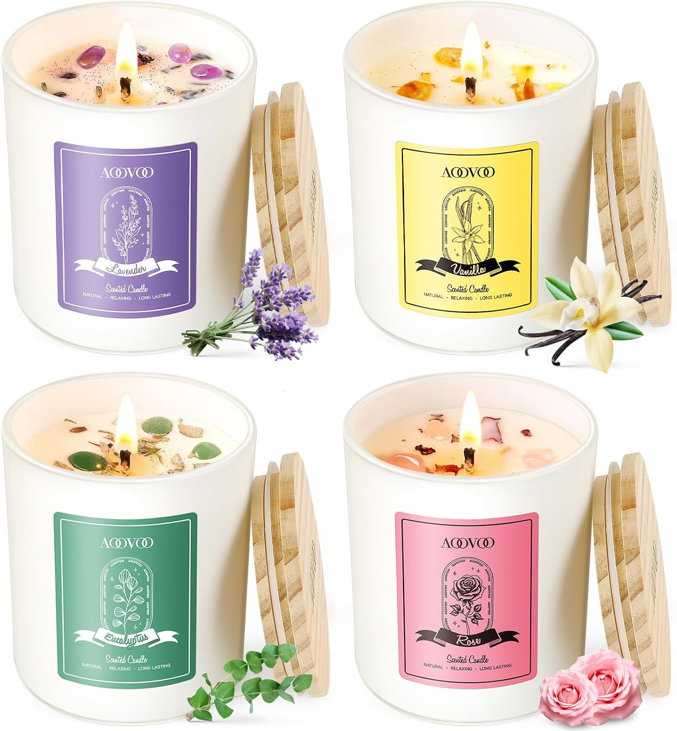 Fall Candles Set – 4 Pack Candles for Home Scented, 28 Oz Natural Soy Wax 200 Ho