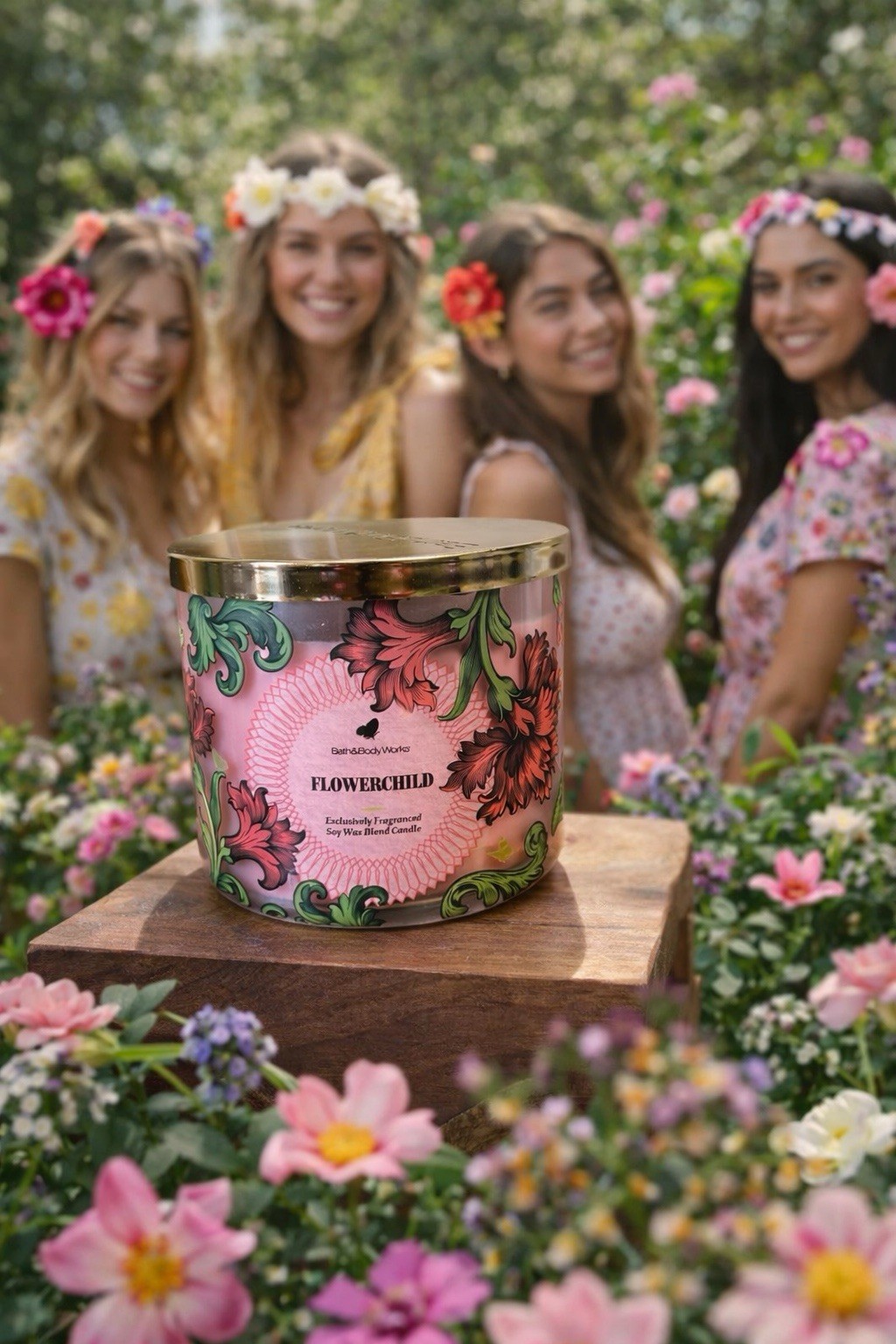 FLOWERCHILD WHITE BARN BATH & BODY WORKS 3-WICK SCENTED CANDLE LARGE SIZE