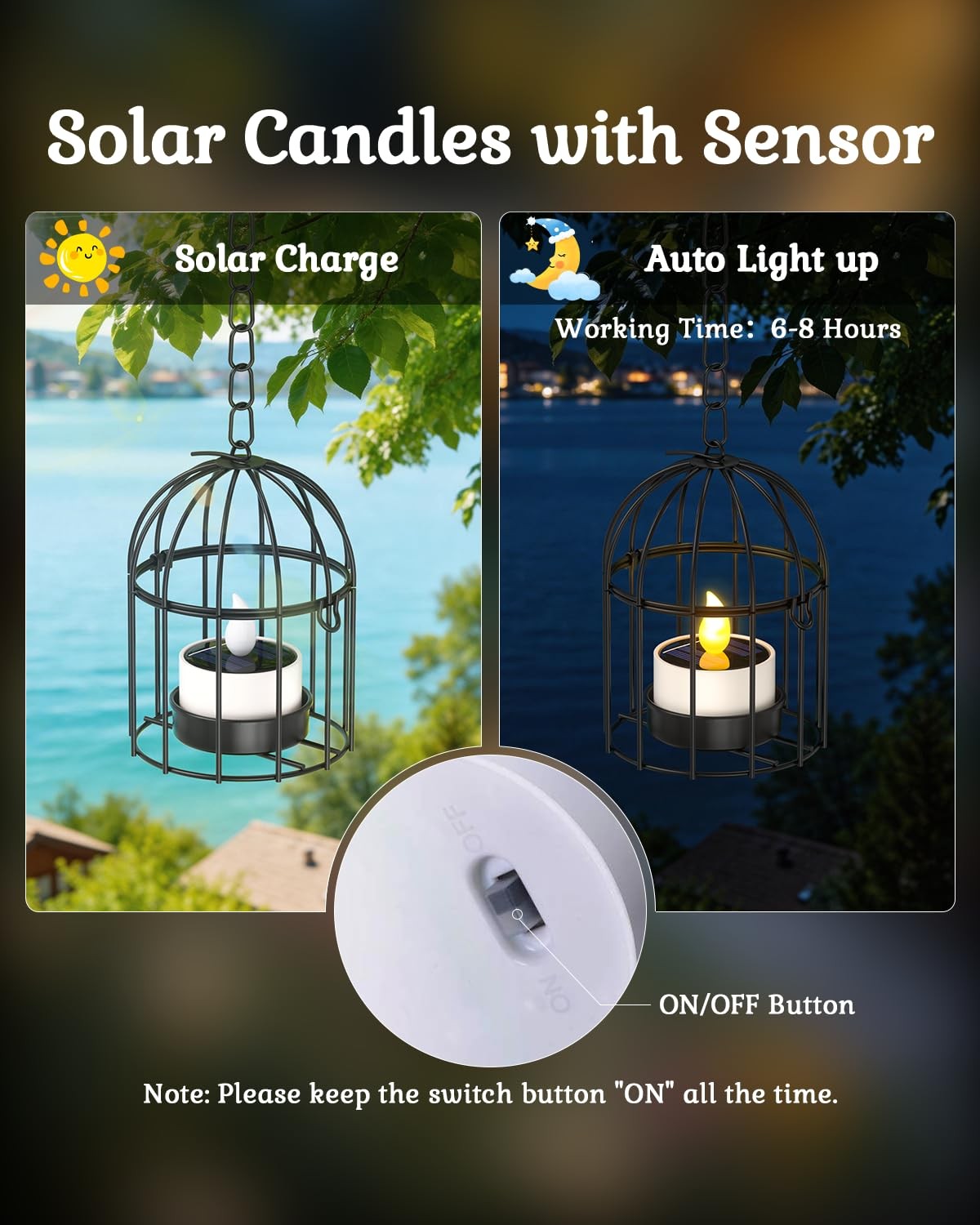SoulBay 6pcs Solar Power Tea Lights Outdoor Candle Flameless Flicker IP65 Wat…