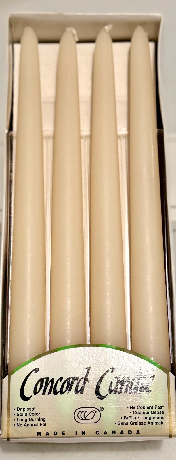 Concord 10″ “ANTIQUE LACE” Unscented Candles Set of 12 NEW OLD STOCK