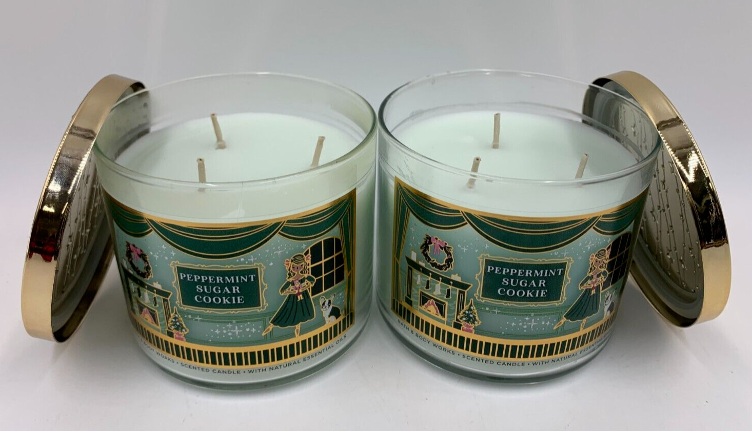 Bath & Body Works Peppermint Sugar Cookie 3 Wick Candle 14.5 oz S/2 #A201