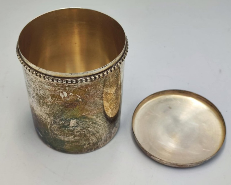 1890s Swedish Art Deco Nouveau Brass Silver Plated with Candle