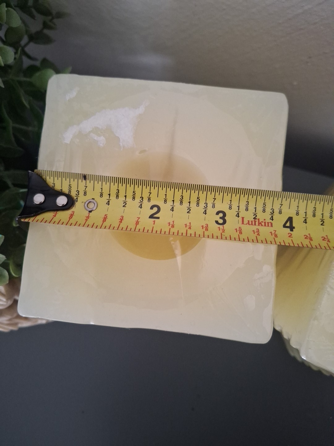 2 Flameless Candles New Yellow/Butter 6″x4″ Vanilla Scented Modern Abstract