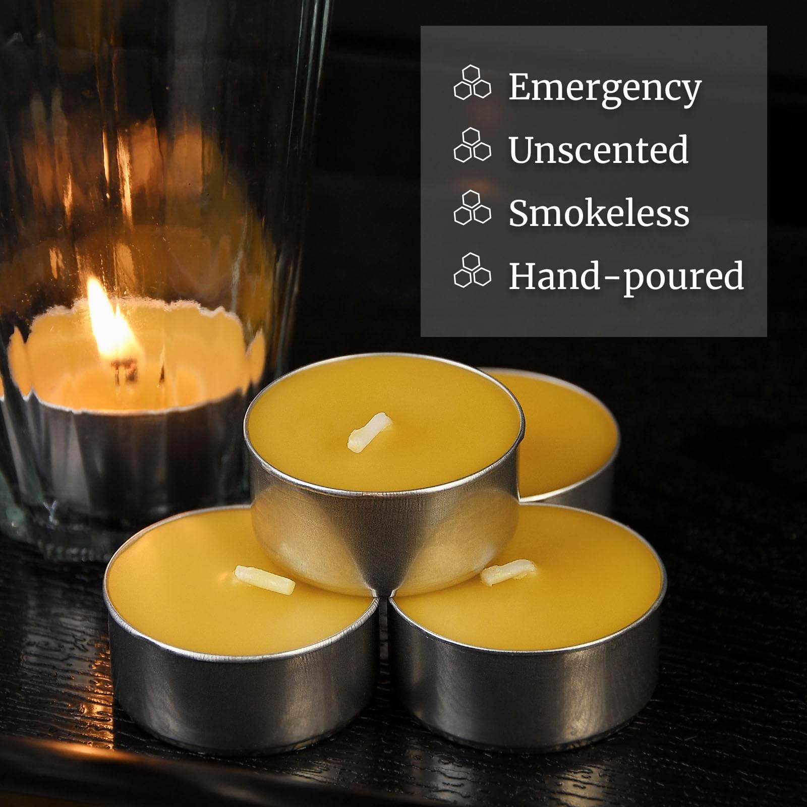 48 Pack Beeswax Tealight Candles Bulk,Pure Natural Bees Wax in Aluminum Shell…