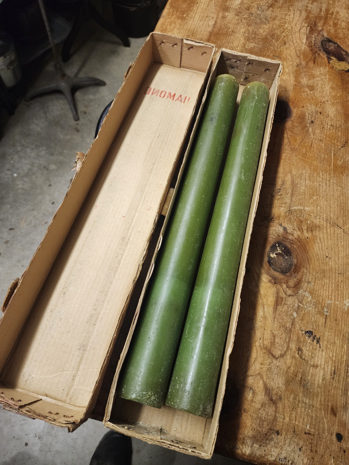 VTG Oversized Green Taper Candles 23″×2.5″ Diamond Brand Thailand Ex Large…