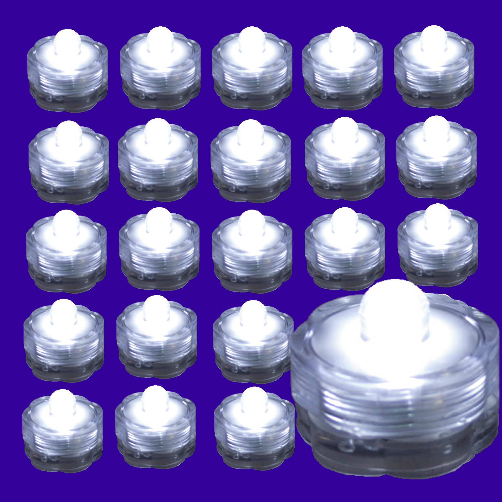 24 Pack~White~Submersible Waterproof Underwater Battery LED Tea Light~Wedding
