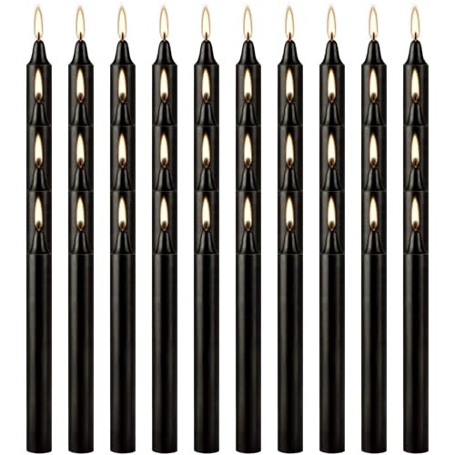 40 Black Taper Candles 4 in Smokeless Long Burning Wax Indoor