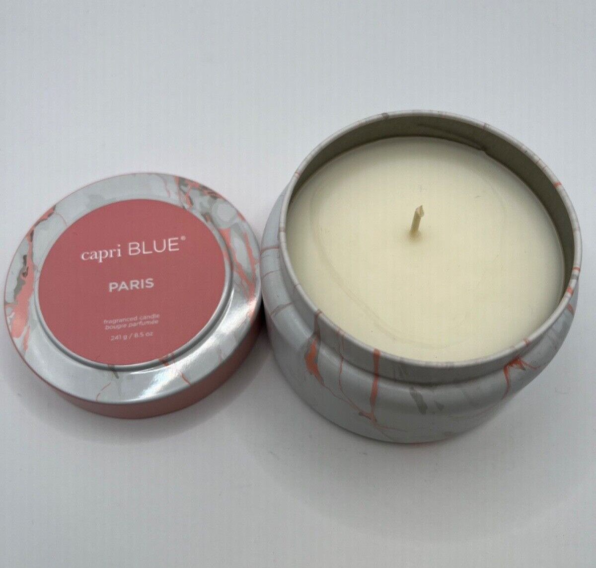 CAPRI BLUE Candle Modern Marble PARIS Scent Tin Container 8.5 oz Single Wick New