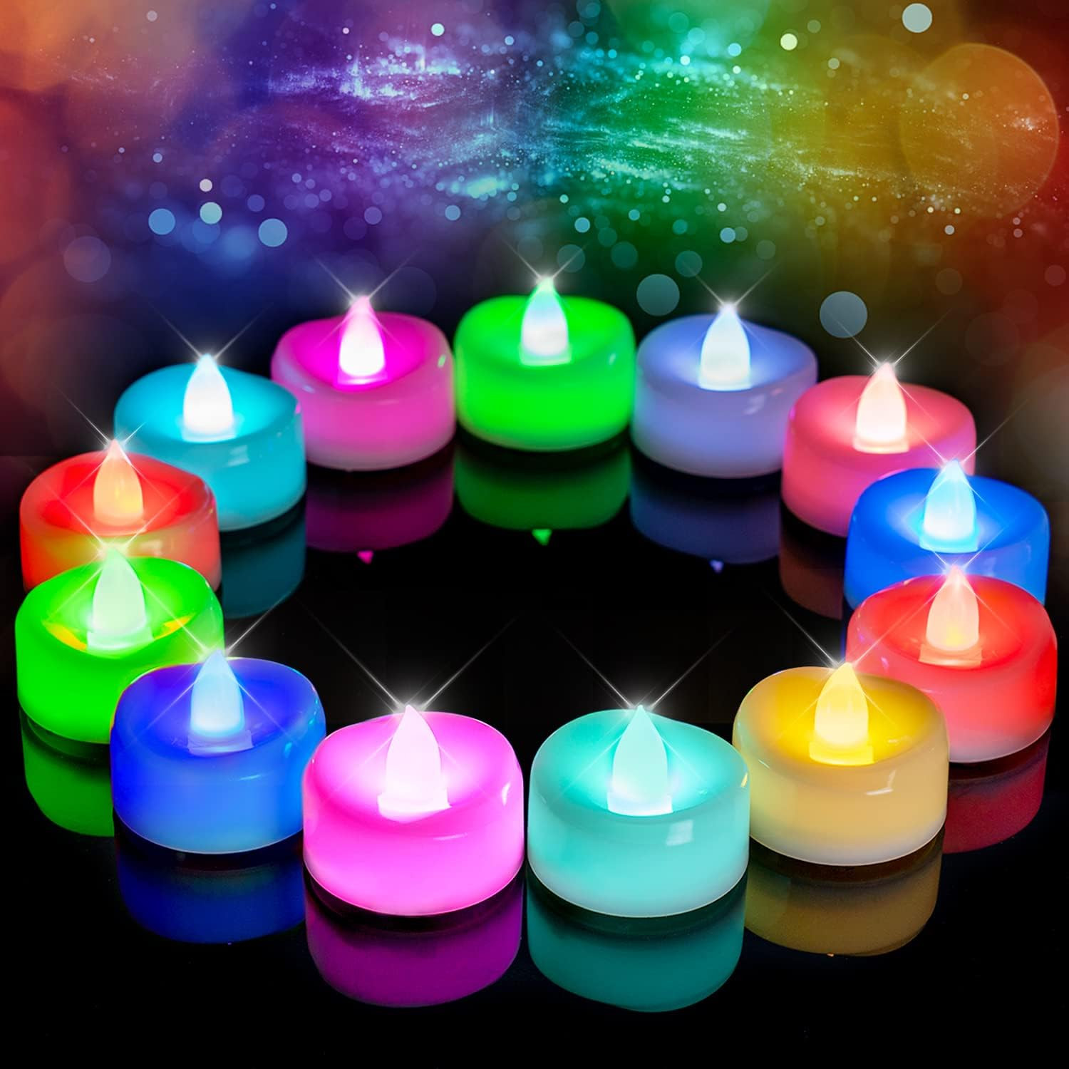 LED Candles, 24-Pack Color Changing Tea Lights Candles Battery Operated Bulk, Lo
