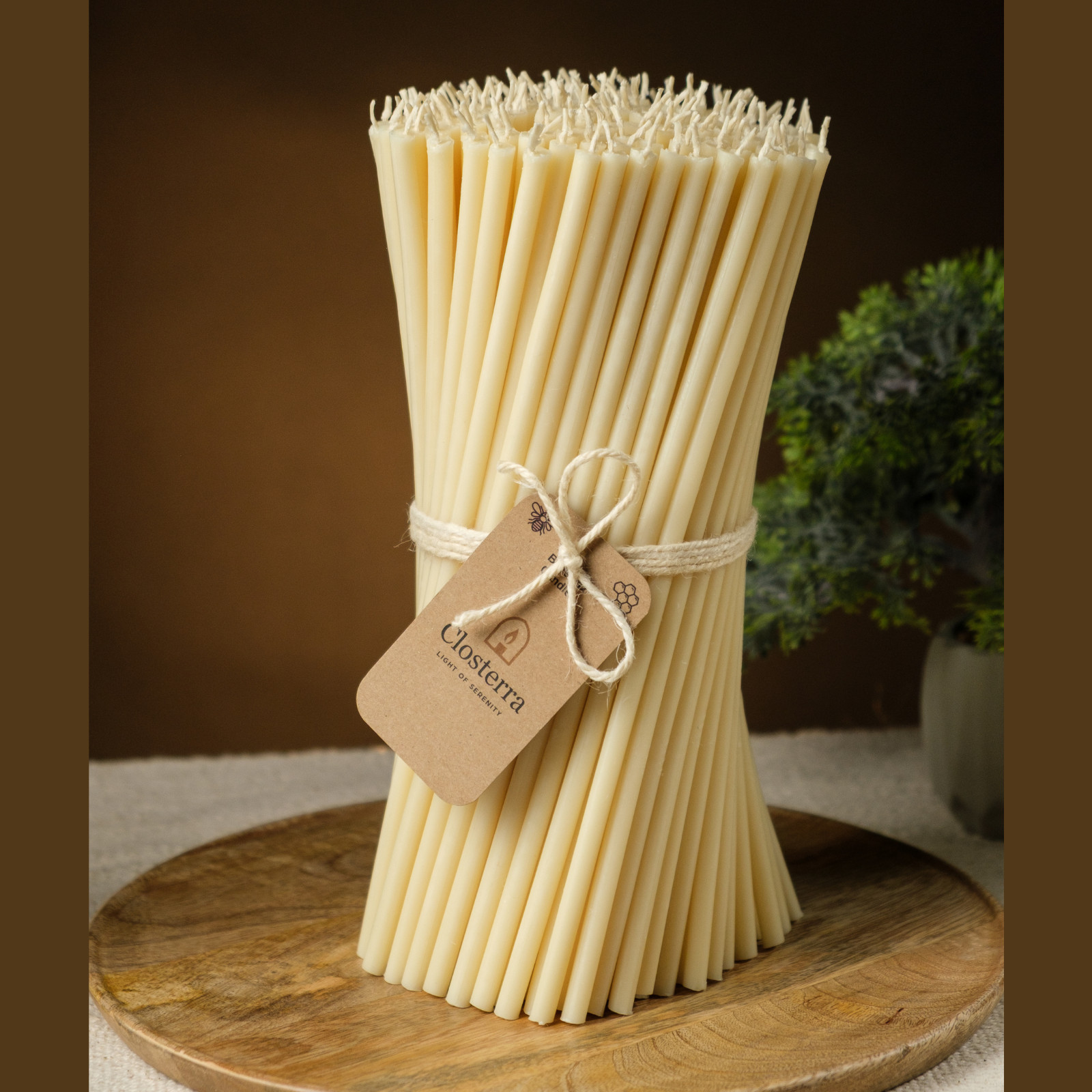 White Beeswax Candles 6.3″ Thin Taper 0.2″ Church Orthodox 25 Pack