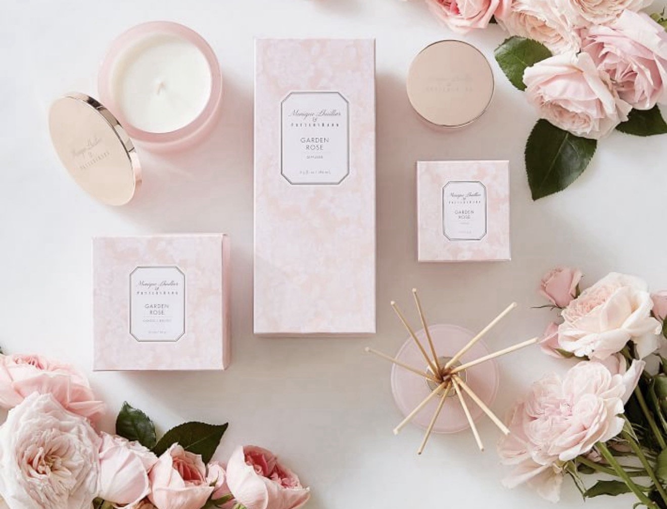 Pottery Barn White Monique Lhuillier Collection Candle ( Garden Rose ) ~ 1.7 oz.