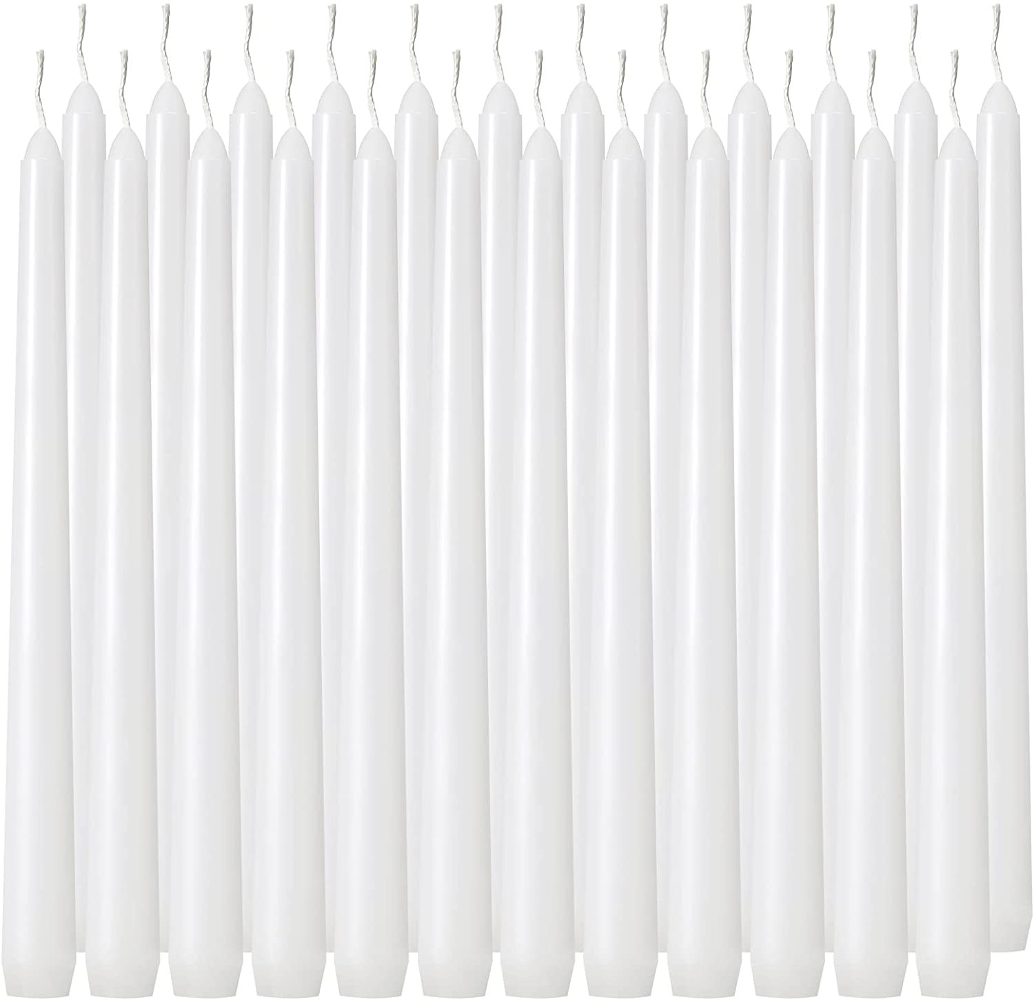 24 Pack Tall White Taper Candles, 10 inch (H) Dripless, Unscented Dinner Candle,