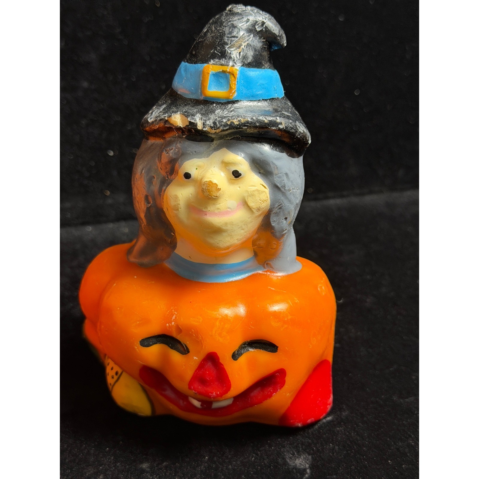 Vintage Halloween Pumpkin and Witch Candle Set: Retro Fall Decor, Orange 2 Piece