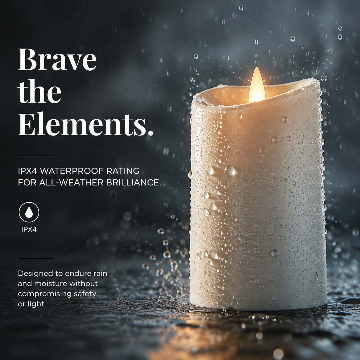 Luminara Flameless Outddoor Waterproof Pillar Candles with Remote Ivory Set of 3