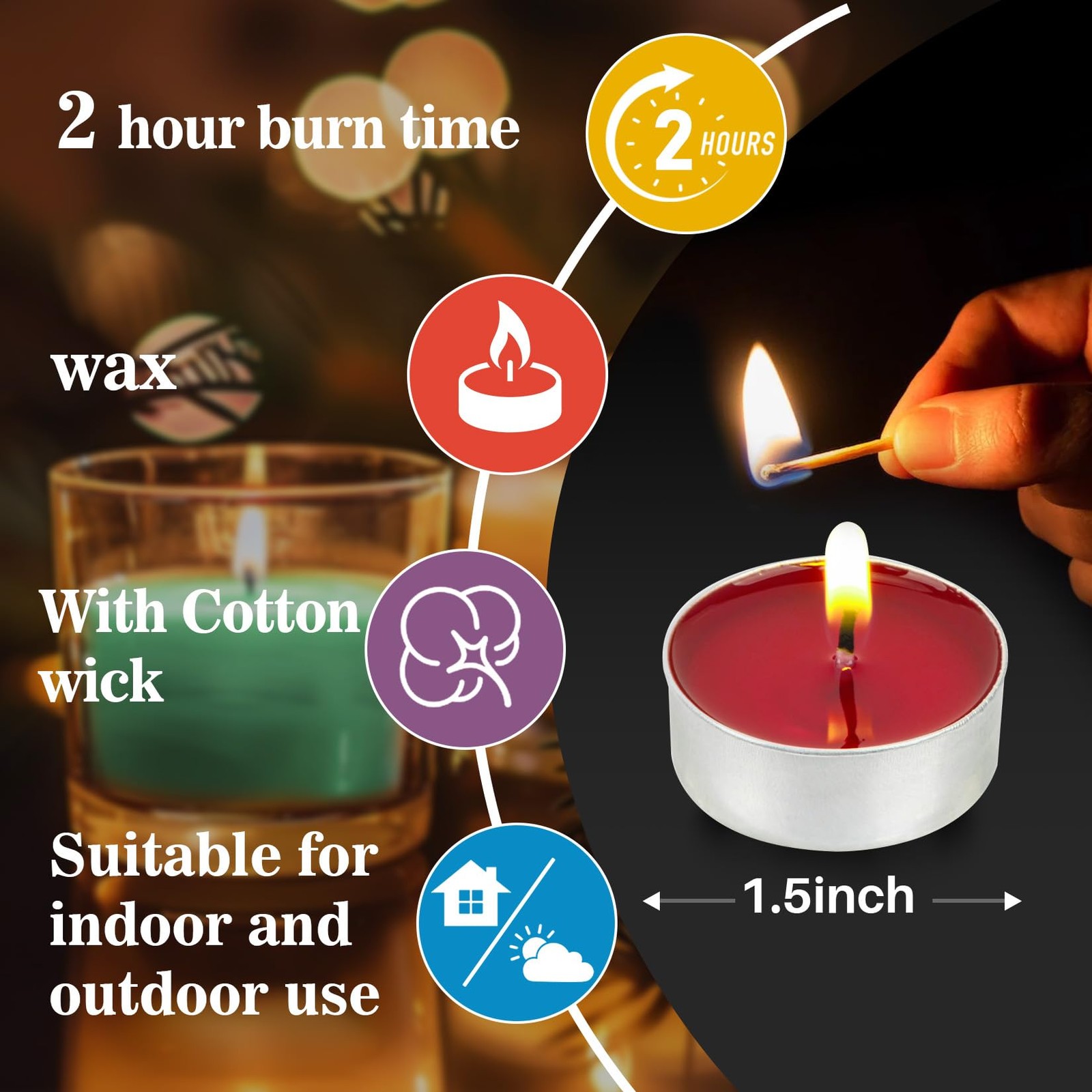 Mixed Color Tea Lights Candles Bulk – 25pcs Mini Votive Tea Lights Shabbat