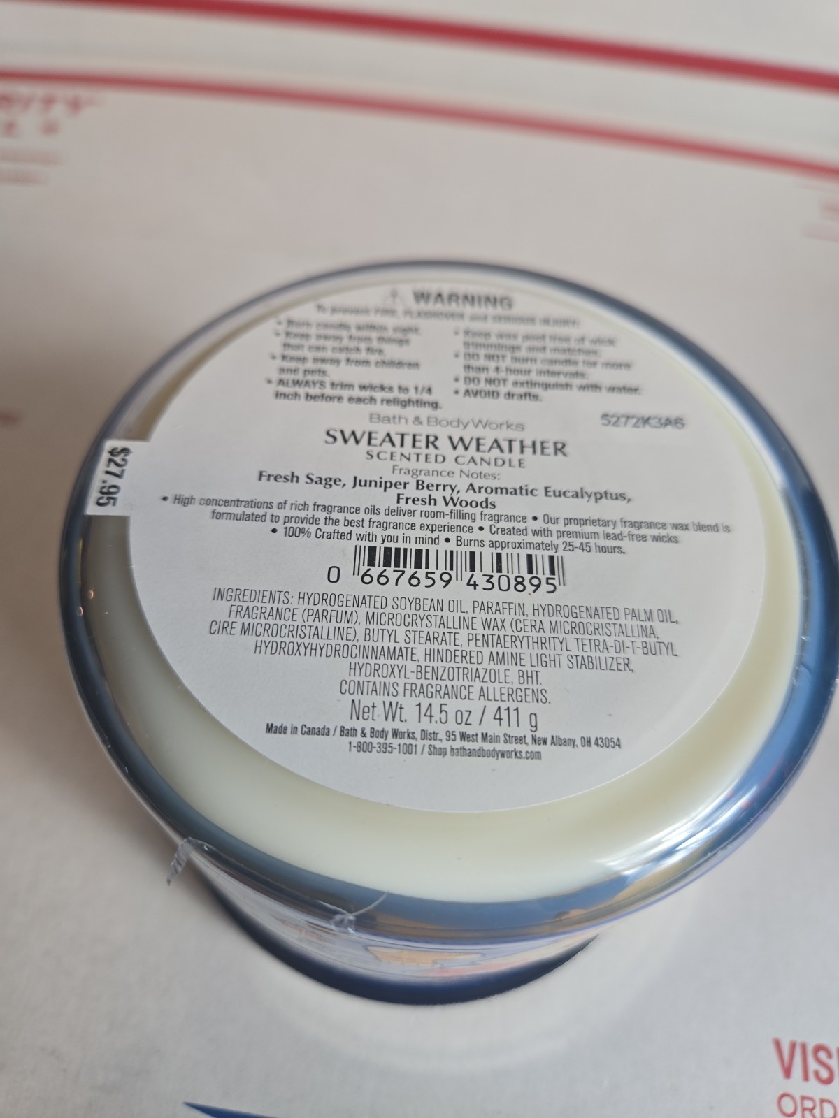 Bath & Body Works SWEATER WEATHER Scented 3 Wick CANDLE 25-45 Hrs NEW
