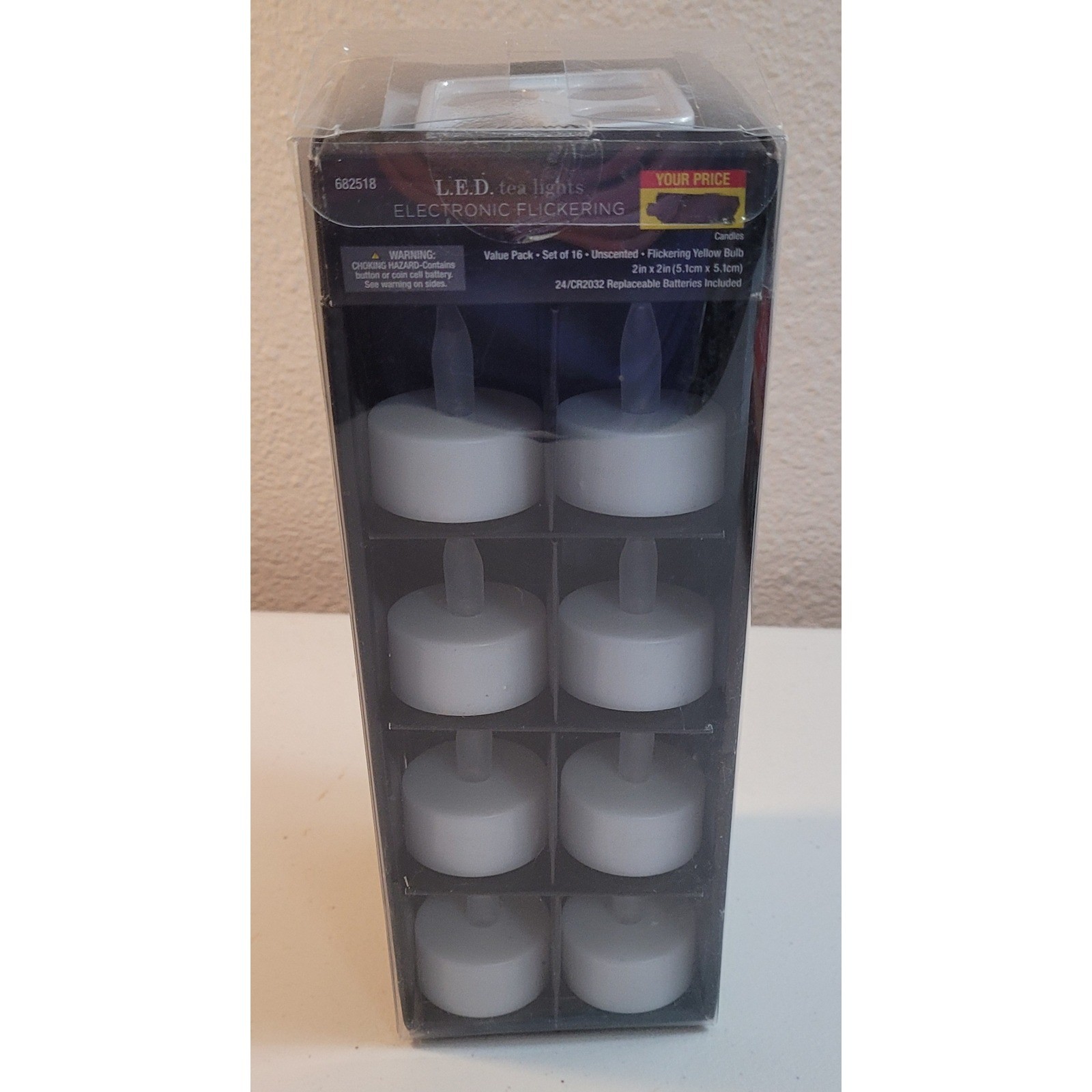 LED Tea Lights Electronic Flickering Unscented Yellow Bulb 13 Pack New White