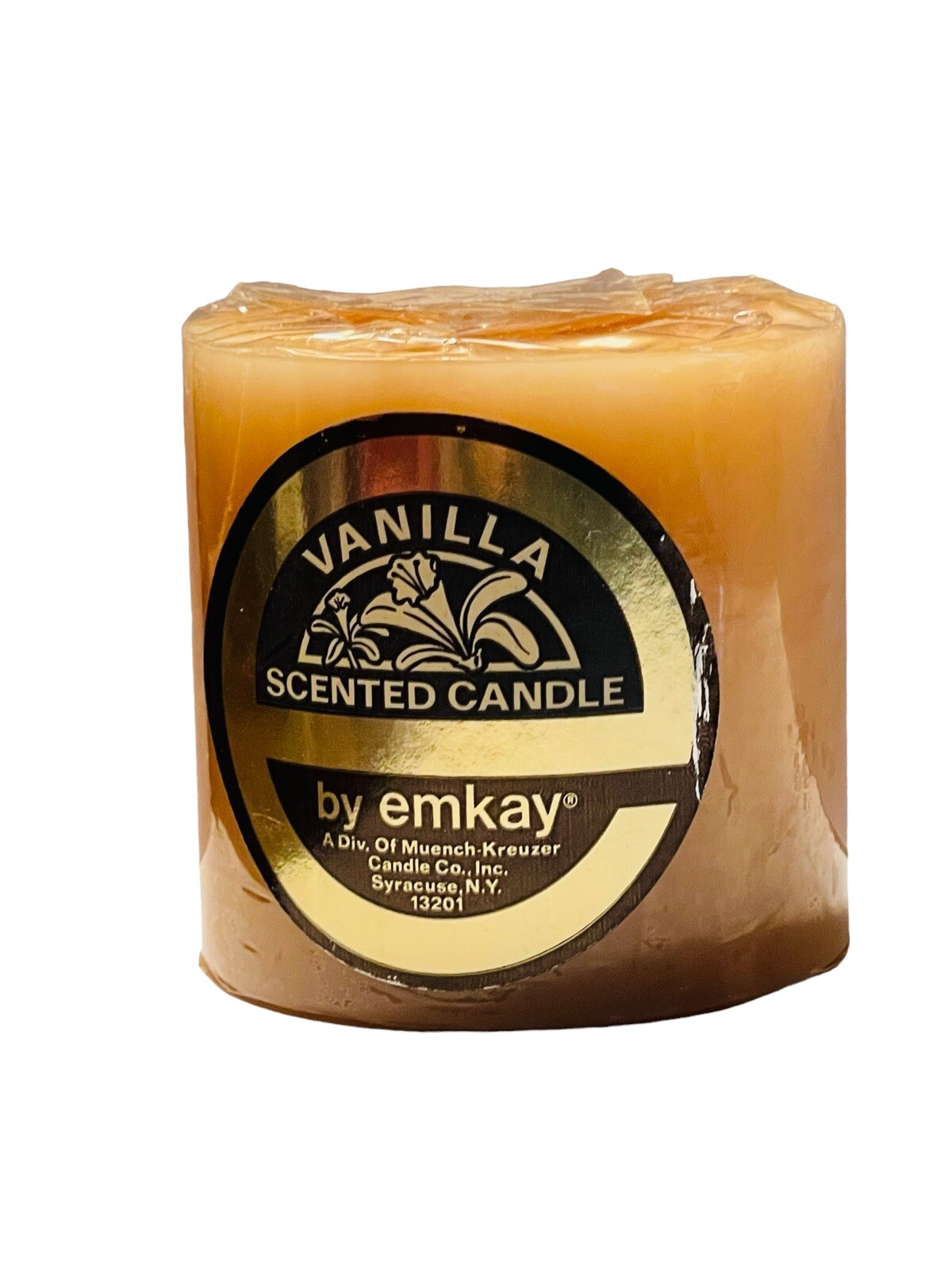 EMKAY CANDLE VANILLA PILLAR VTG NOS 3 X 3” MUENCH KREUZER RARE SOLID COLOR SCENT
