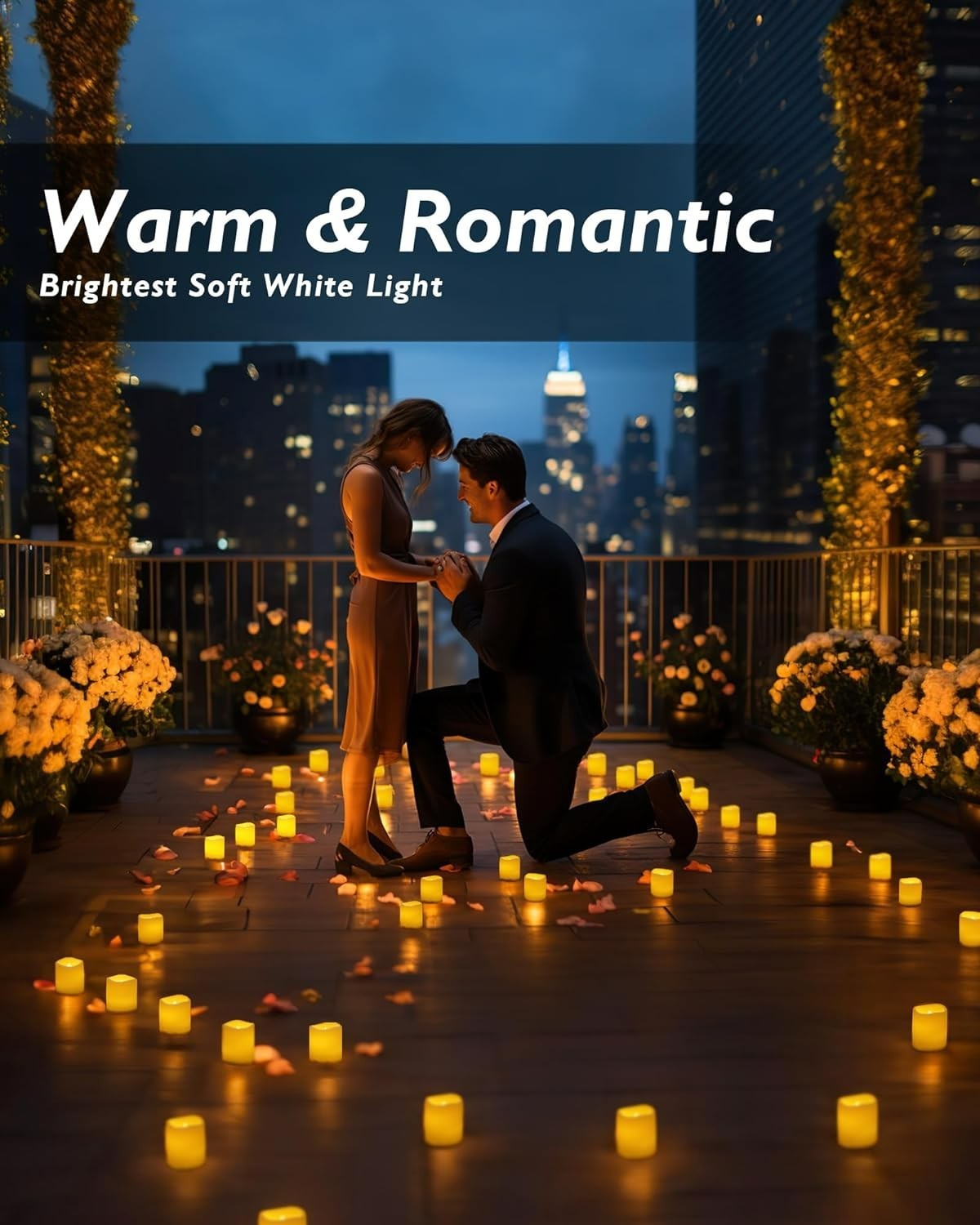 12-Pack Flameless Votive Candles – 200+ Hours of Warm White Illumination