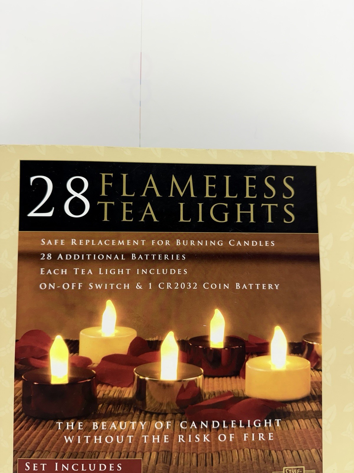 28 Flameless LED Tea Light Candles 56 CR2032 Batteries White Red Silver NEW