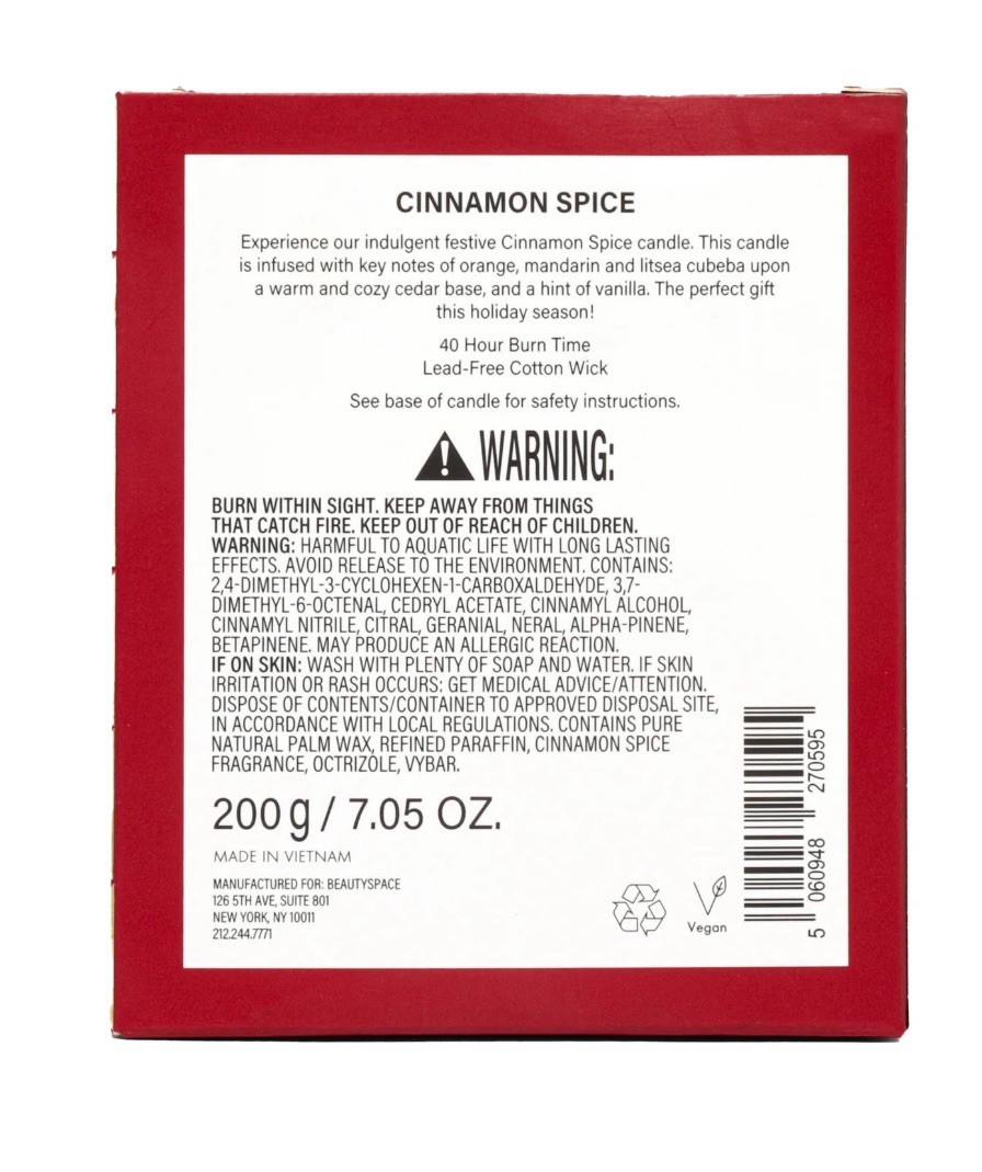 BEAUTYSPACE Cinnamon Spice Single Wick Candle 7.05 oz Glass Jar 2PK