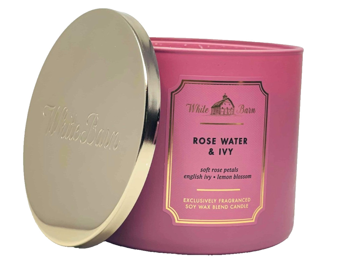 2 BATH & BODY WORKS ROSE WATER & IVY 3-WICK FRAGRANCED SOY WAX BLEND CANDLE NEW