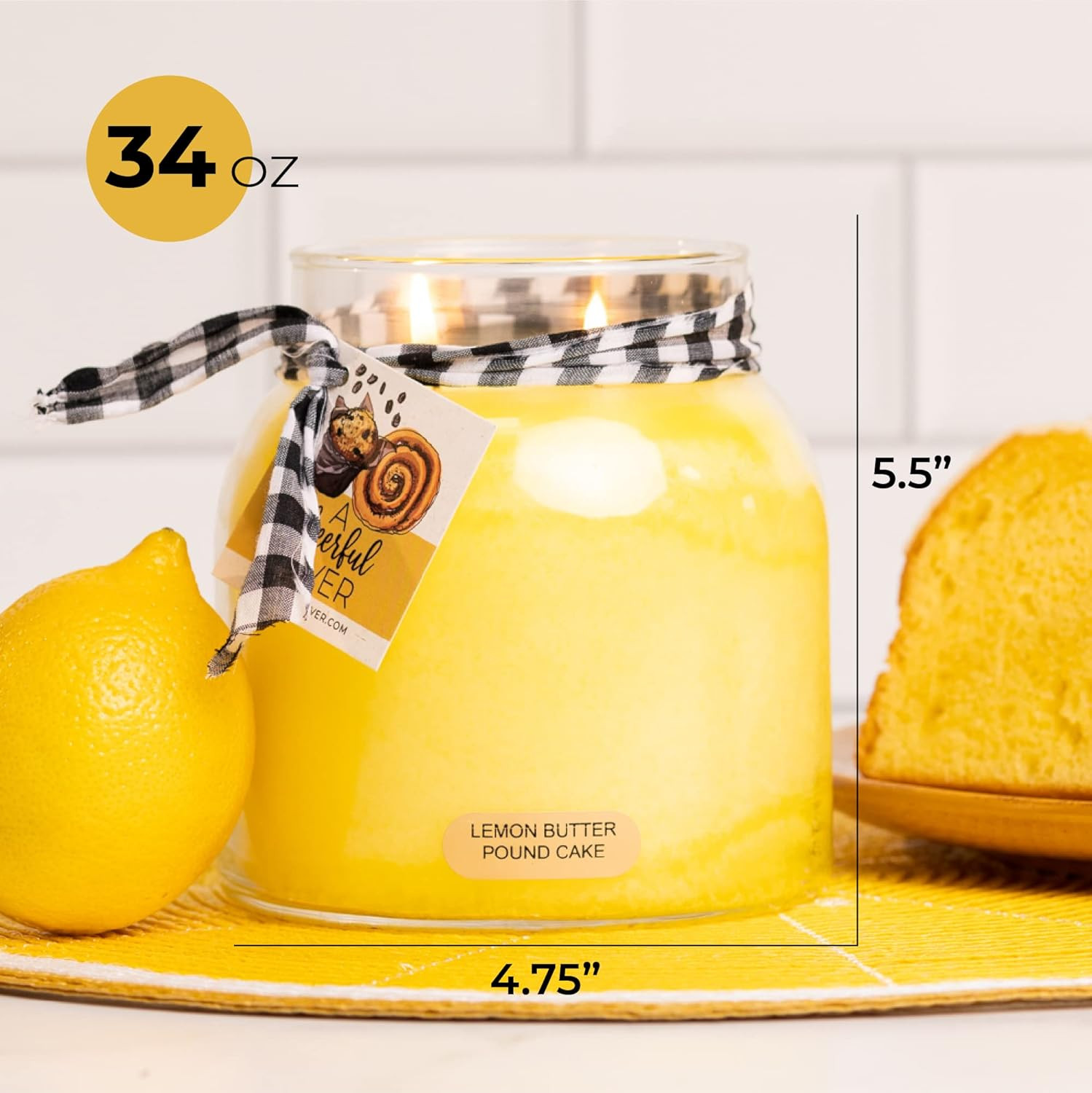 — Lemon Butter Pound Cake – 34Oz Papa Scented Candle Jar with Lid – Keepers of t
