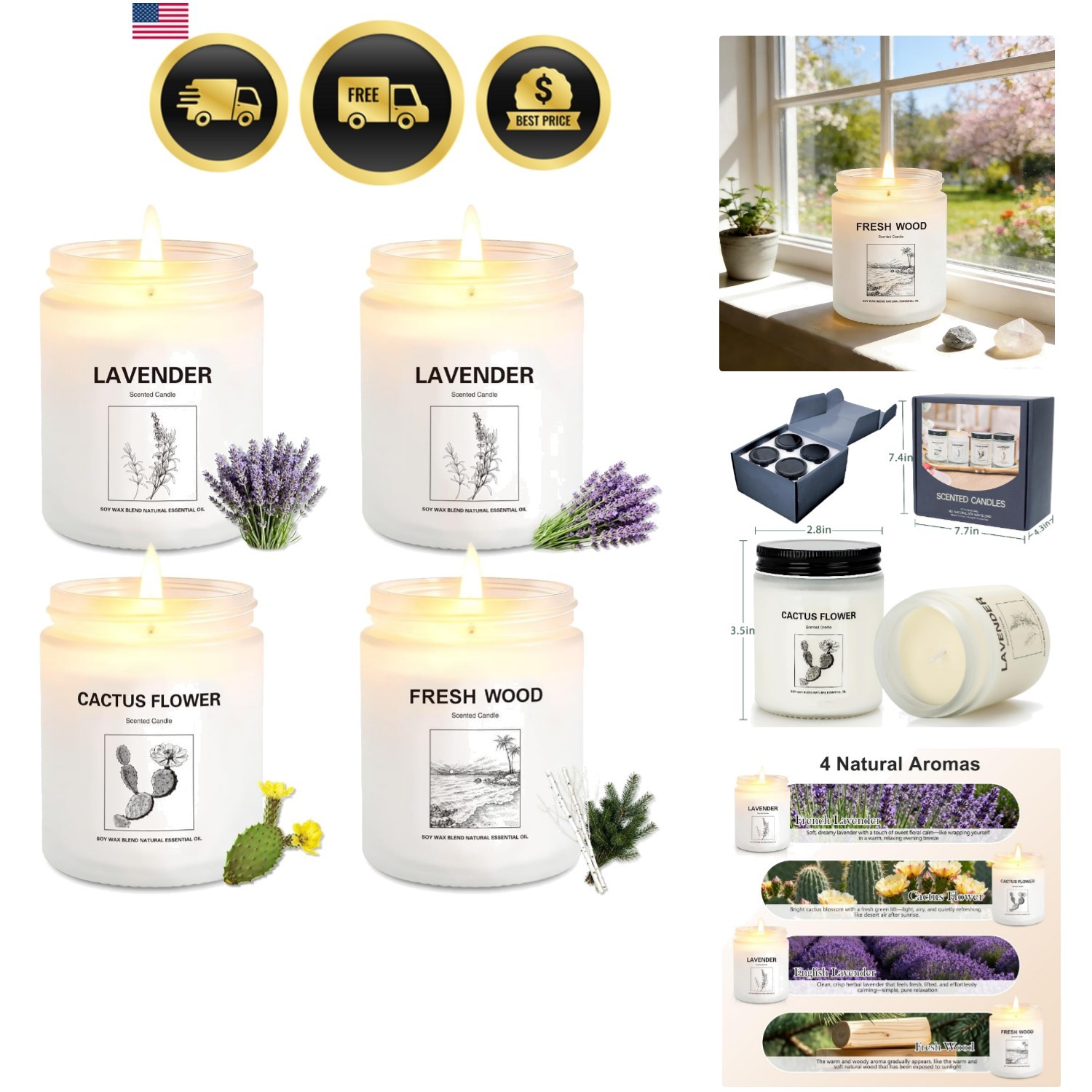 Scented Candles for Home,4 Pack Soy Candle Gift Set with 4 Fragrance Scents,A…