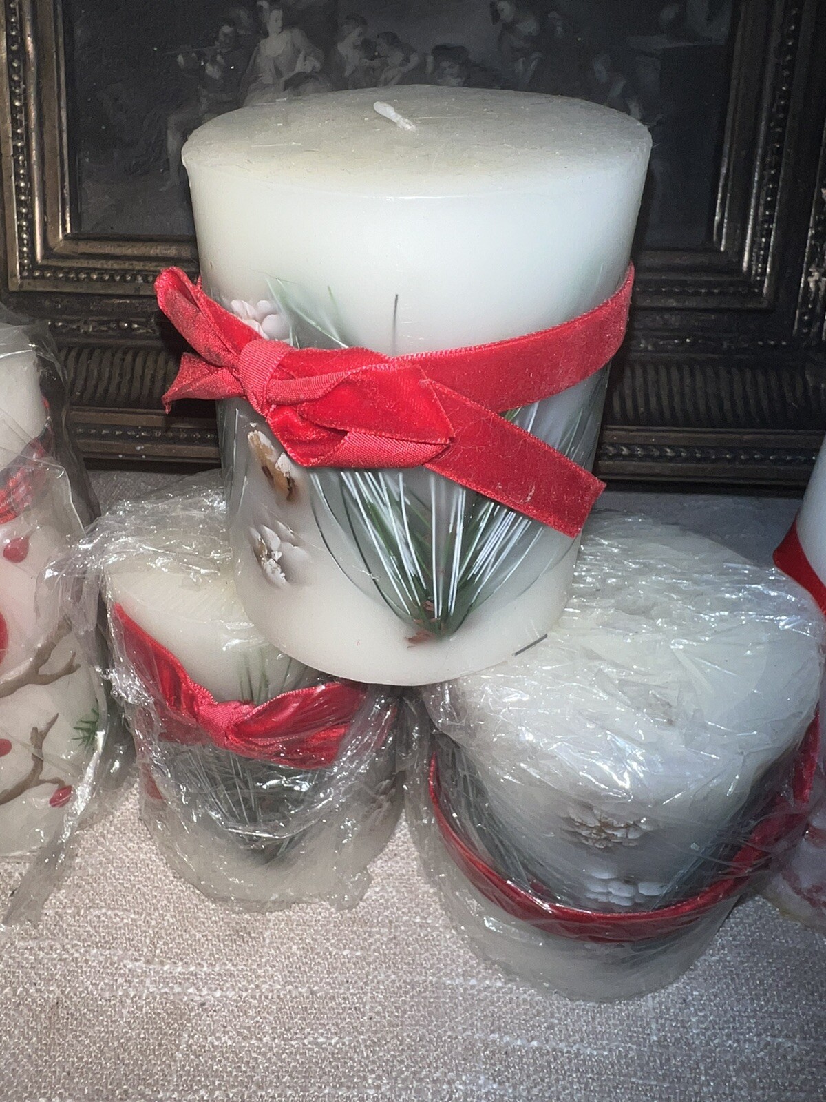 Peppermint CandyLot of 10 Pc decorative Christmas candles 6 In