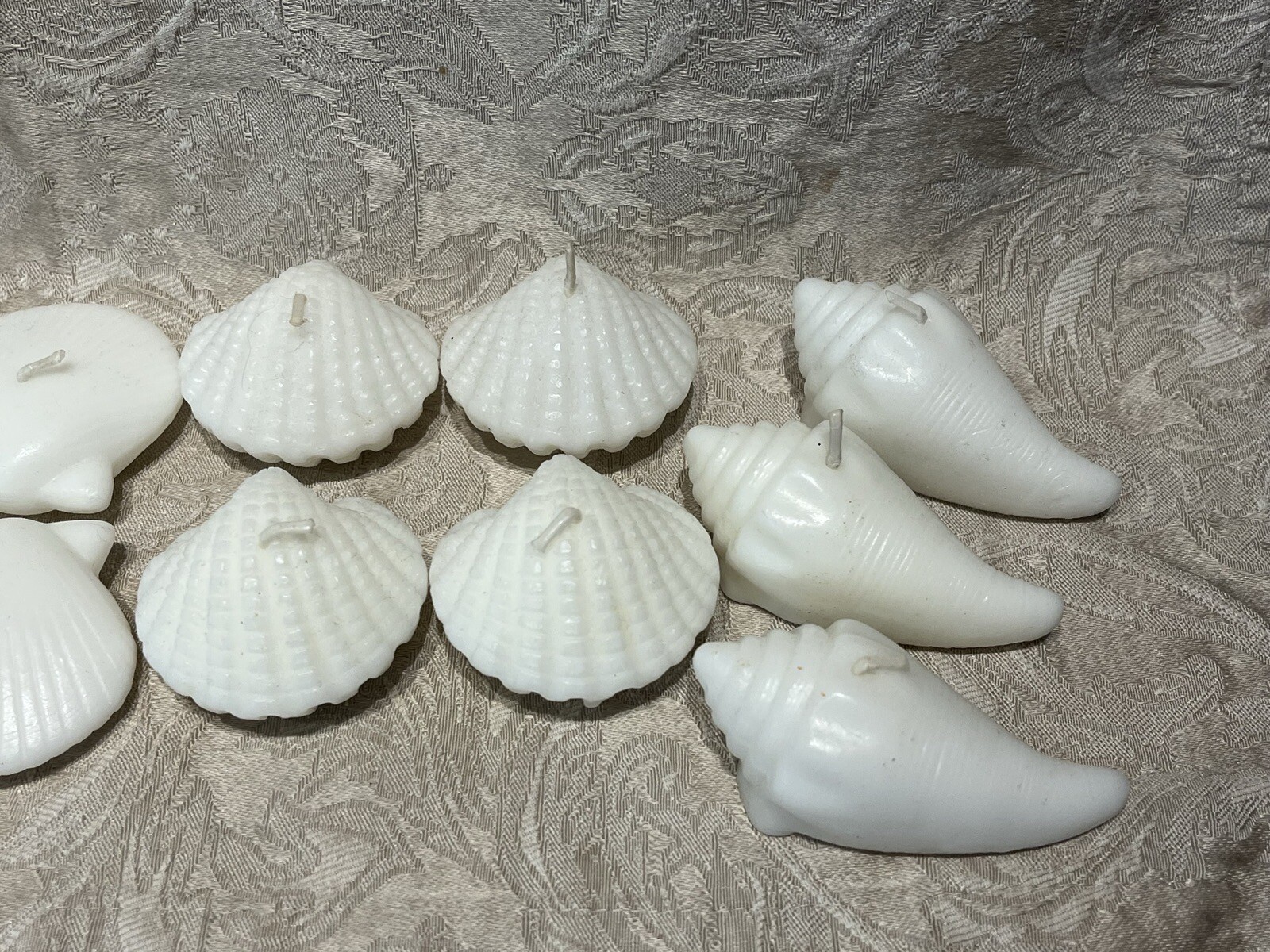 Pottery Barn White Mixed Sea Shell Candles Set Of 15 Nautical Beach House Decor